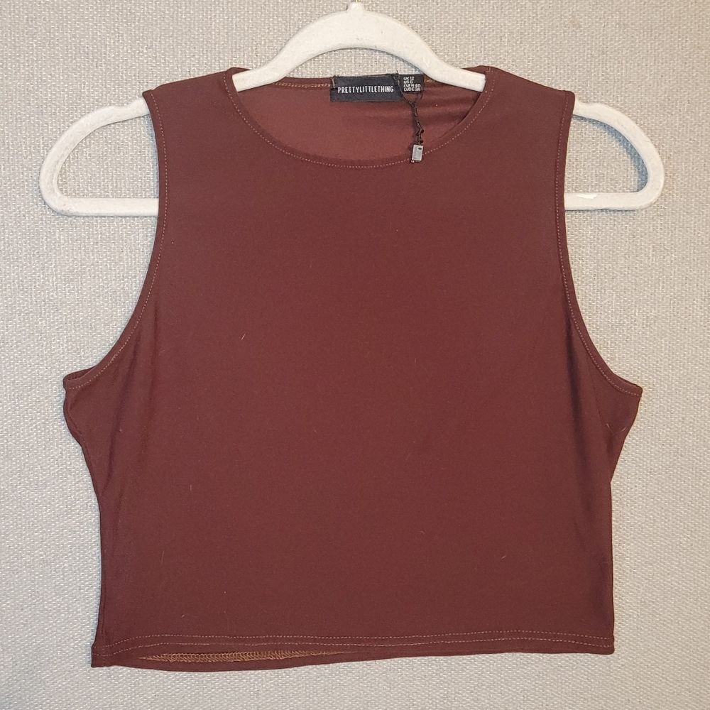 PrettyLittleThing Size 8 Brown Crop Tank Top